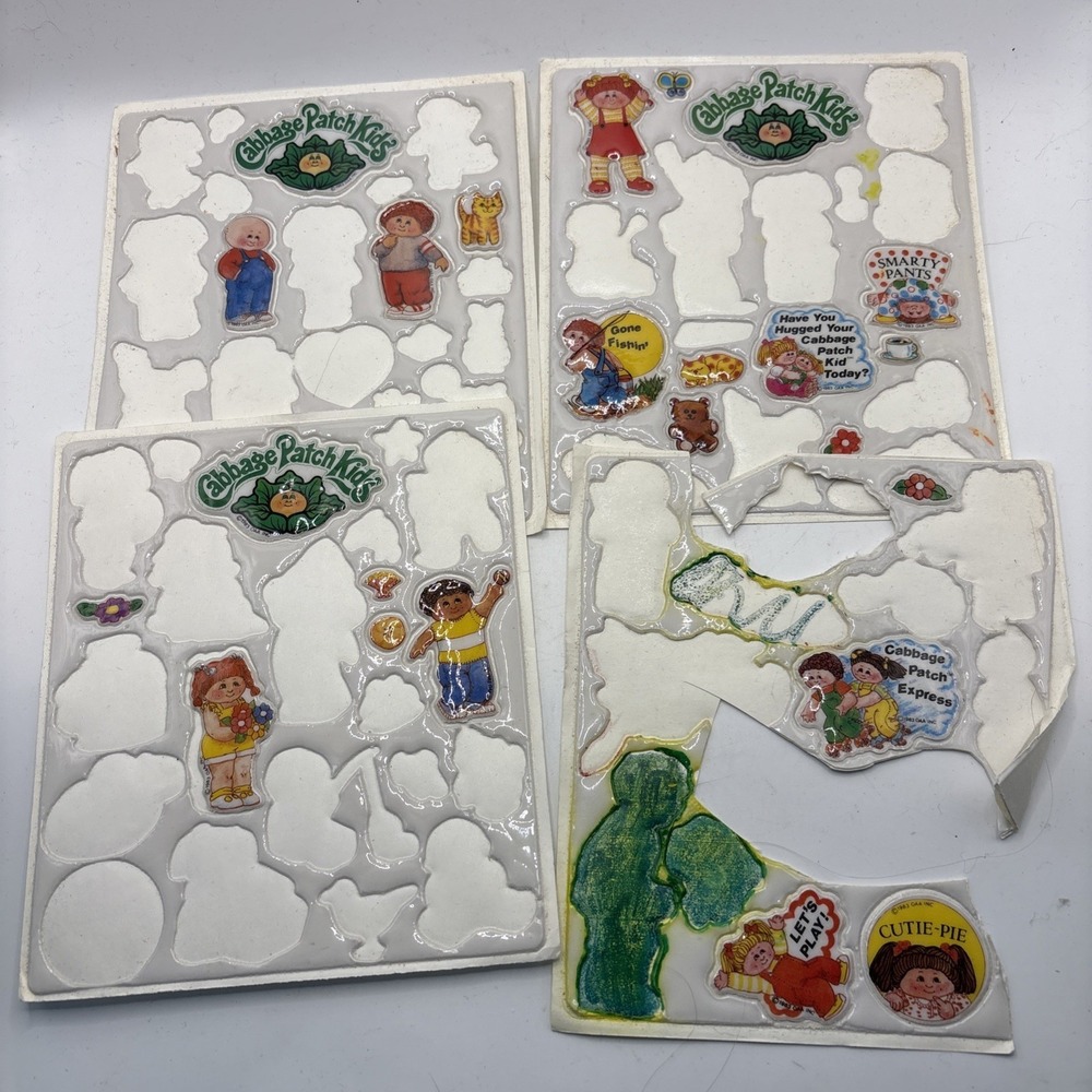 Vintage 1983 OAA Inc Cabbage Patch Kids Incomplete Sheet Of Puffy Stickers